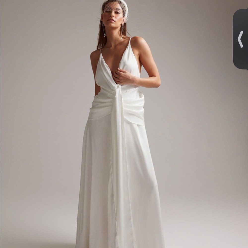 ASOS DESIGN Emily satin plunge drape cami wedding dress (SALE)